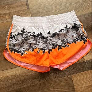 Floral Orange and White Athletic Shorts